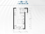 兆邦基端慧苑_1室1厅1卫 建面38平米